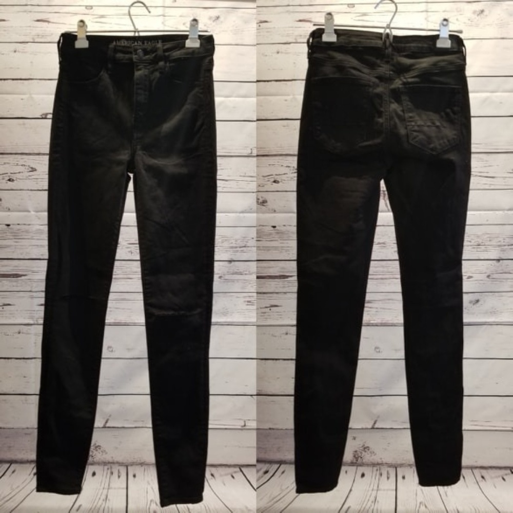 Skinny Black American Eagle Slit Knee Jeans (new!)